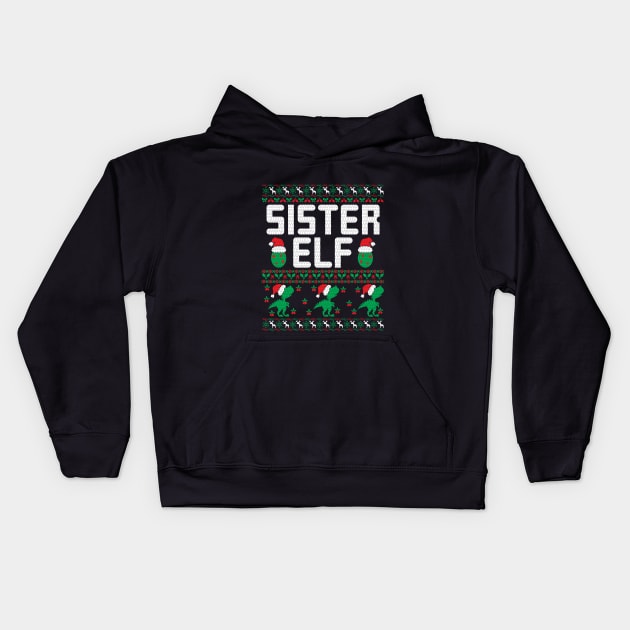 Christmas Sister Elf Gifts | Ugly Christmas Gifts Kids Hoodie by Veronica Blend